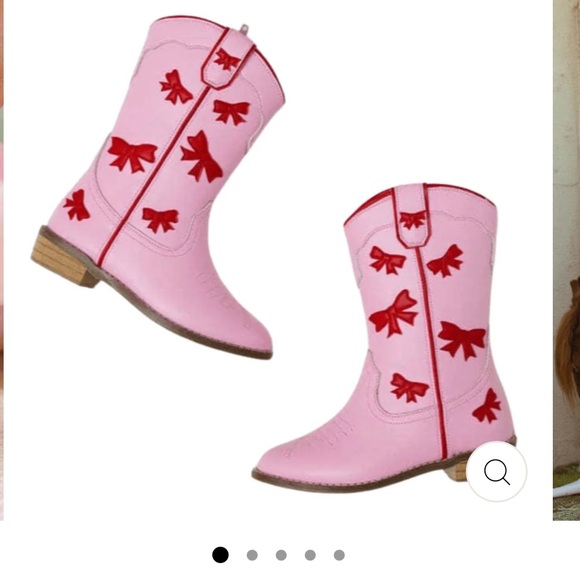 Wild + Rae Pink and Red bow Western Boots cowboy chikdrens - Picture 1 of 7